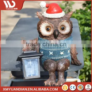 Made In China Art Work Owl Resin Craft Outdoor Light Solar Lighting thumbnail-3