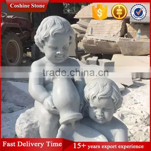 Home Used European Style Boy White Marble Water Fountain thumbnail-3