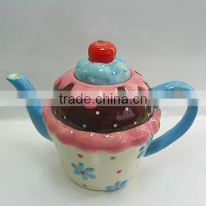 Factory Direct Wholesale Cupcake Design Ceramic Teapot Set thumbnail-1