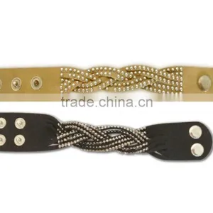 Popular PU Leather Bracelet, Hot Sale Gift Leather With Crystal Gem Decoration thumbnail-4