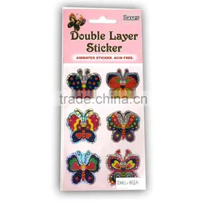 Laser Double Layer Sticker, Butterfly Double Layer Sticker, Laser Butterfly Sticker thumbnail-1