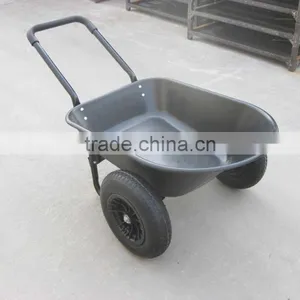 5 Cubic Feet Poly Tray Garden Wheelbarrow With Double Wheels thumbnail-2