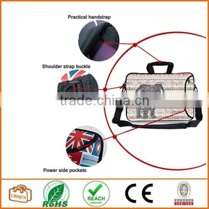 13-Inch Pink Water Ripples Bohemian Style Grey Elephant Neoprene Laptop Sleeve Case Bag Handbag With Extra Side Pocket thumbnail-4