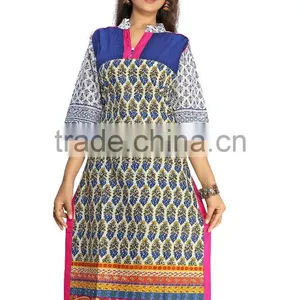 New Design Pure Cotton Long Kurtis/latest Kurti Designs thumbnail-3