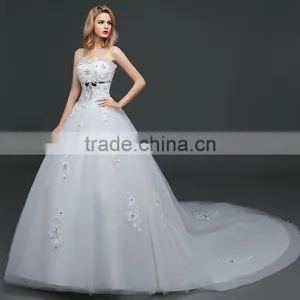 MGOO Customised Ball Gown Floor Length Wedding Dress For Women Christian Wedding Dress Lace Sleeveless Elegant thumbnail-3
