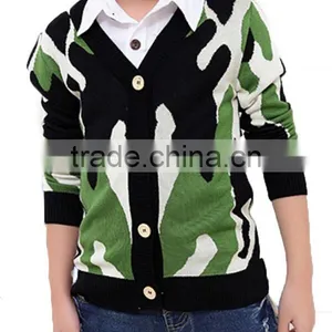 Camouflage Design Thin Knitted Sweater Cardigan Factory thumbnail-1