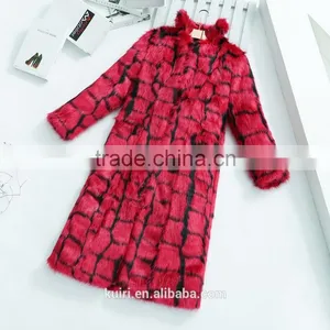 Female High Street Formal Long Winter Rabbit Fur Overcoat Korean Fashion 2016 Women Cardigan Faux Fur Coat thumbnail-2
