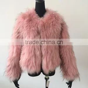 Myfur Luxury Turquoise Real Raccoon Fur Jacket Customized Women Fur Coats thumbnail-4