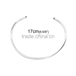 304 Stainless Steel Open Cuff Bangles Bracelets Silver Tone thumbnail-2