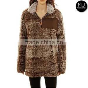 Wholesale Womens Frosted Collar Quarter Zip Sherpa Fleece Pullover thumbnail-1