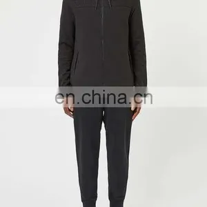 Mens Side Pockets Flecked Shoulder Black Hoodie thumbnail-5
