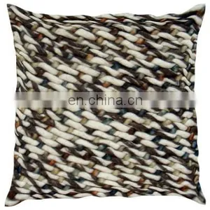Square Sublimation India Popular Hand Woven Stunning Woolen Material Textured Cushion Throw Home Decor Pillow Cover thumbnail-1