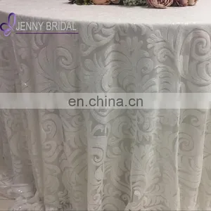 TC188B White 90 Linen Tukish Sequin Fabric Table Cloth thumbnail-5