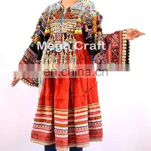 Vintage Afghani Kuchi Dress - Tribal Beaded With Coin Tassels Dress - Kuchi Indian Traditional Balochi Dress thumbnail-3