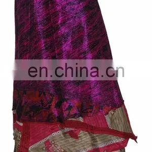 Buy Online Vintage Silk Sari Wrap Round Skirt Long Length thumbnail-1