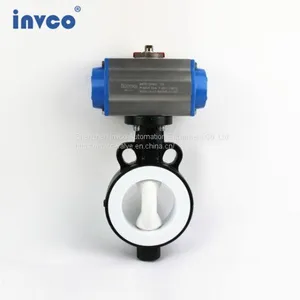 INVCO Wafer Type Pneumatic Butterfly Valve,Wafer Connection Fluorine Butterfly Valve thumbnail-1