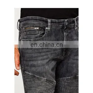 DiZNEW Soft Full Length Black 100% Cotton Elastane Washed Vintage Jeans Men thumbnail-5
