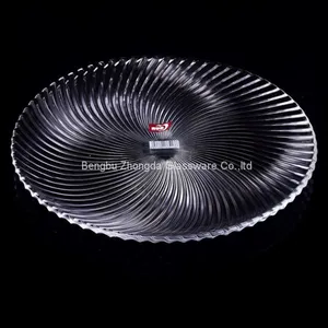 Dia 9.5inch Classical Design Round Glass Plate for Weeding Furit thumbnail-2