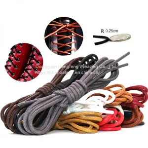 Premium Shoe Laces Cotton Thin Dress Black Leather Waxed Custom Round Shoelaces thumbnail-2
