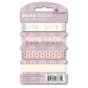 Polyester Organza Self Adhesive For Scrapbook DIY Craft Gift Printed Wedding Sticky Ribbon Set thumbnail-2