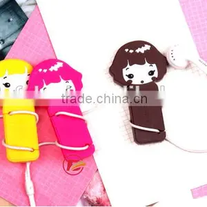 Hottest Little Girl Silicone Earphone Winder Lines Cable Winder thumbnail-4