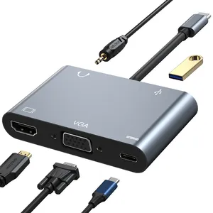 LU USB 3 Port USB C HUB to Multi USB 3.0 HDMI Adapter for MacBook Pro USB C HUB Laptop Docking Station thumbnail-1