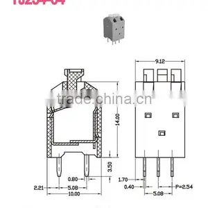 Spring PCB Terminal Blocks Euro Type Pitch 2.54mm, 150V,5A TJ254-04 thumbnail-1