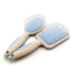 Private Label Hair Brush Eco-friendly Hair Brush Detangling Wheat Straw Paddle Hair Brush thumbnail-1