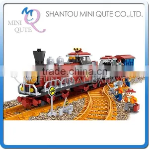 Mini Qute DIY Classical Train Rail Track Transport Vehicle Action Figure Plastic Building Block Model Educational Toy NO.25710 thumbnail-1
