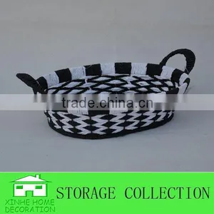 Handmade Oval Paper Rope Storage Basket thumbnail-2