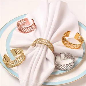 Rose Gold Silver Colored Simple Open Napkin Rings For Wedding And Events thumbnail-1