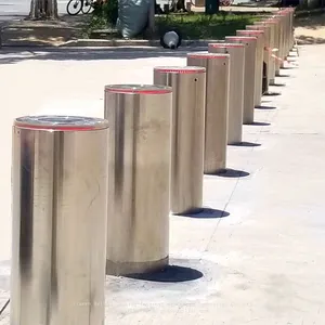 UPARK Good Quality Mall Entrance Residential Security Fixed Bollard With Warning Led Light thumbnail-2