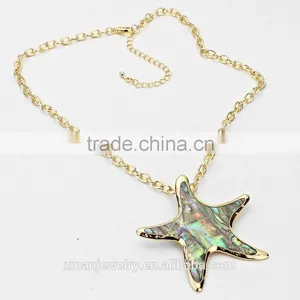 Sea Life Jewelry Coastal Starfish Abalone Pendant Necklace thumbnail-2