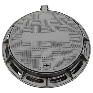 Jingdong 650mm Anti Theft Durable Black Manhole Cover EN124 90 Tons Capacity Ductile Iron thumbnail-2