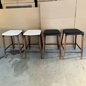Modern Solid Wood Frame Fabric Cushion Bar Stool Coffee Shop Outdoor Contemporary Counter High Chair thumbnail-1
