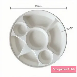 Sugarcane Bagasse Compartment Plate Wholesale, OEM Custom Service, Molded Fiber Divided Plate With After-Sales Support thumbnail-2