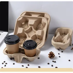 Disposable Pulp Drink Carrier Tray for Coffee & Juice Cup Holder Takeaway thumbnail-5