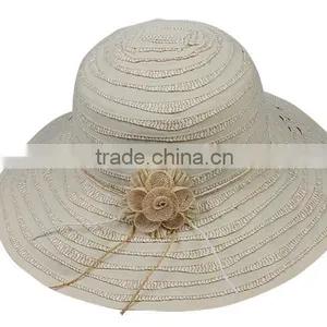 Fashion Flower Decoration Beige Lady Bucket Hat and Cap Outdoors thumbnail-1