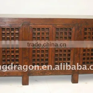 Chinese Antique Wooden Low Bookcase Cabinet / Kitchen Cabinet thumbnail-1