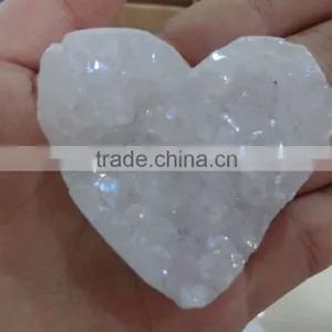 Natural Jewelry Accessory Agate White Druzy Heart Shape Pendant Loose Stone thumbnail-4