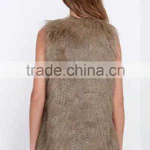 Women Faux Fur Vests Waistcoats for Ladies Coat Outerwear Waistcoat thumbnail-2