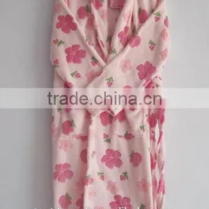 Factory Cheap Cute Printed Coral Fleece Bathrobe Wholesale thumbnail-1