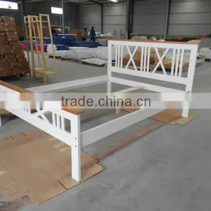 Wooden Double Beds White Solidwood thumbnail-1