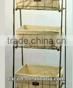 Rustic 3-tier Floor Basket Stand thumbnail-1