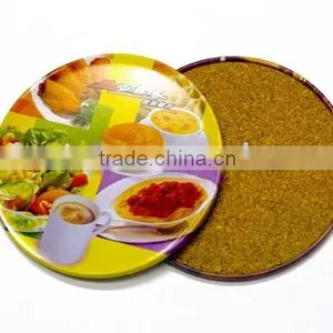 Round Tin Coaster Set With Cork Back thumbnail-1