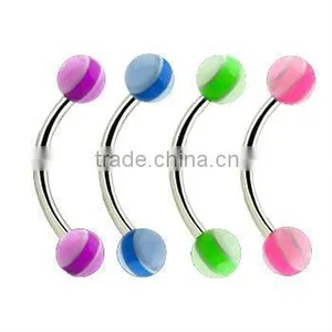 Curved Barbell With Multi Color Layer UV Ball thumbnail-1