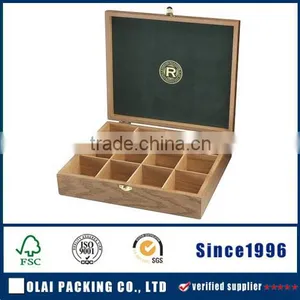 Luxury Hot Sale Grey Lacquer Solidwood Tea Box With 12 Compartments thumbnail-1