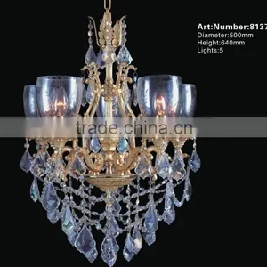 Gold Antique European Crystal Chandelier Glass Arm Candle Chandelier for Building Decoration thumbnail-1