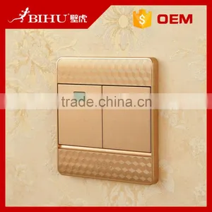 Bihu Glod PC Material 2 Gang 2 Way Switch Electric Wall Switch for Home thumbnail-6