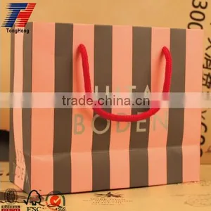 Good Quality Shopping Paper Gift Bag With Stripe and Handles for Clothes Packaging thumbnail-1